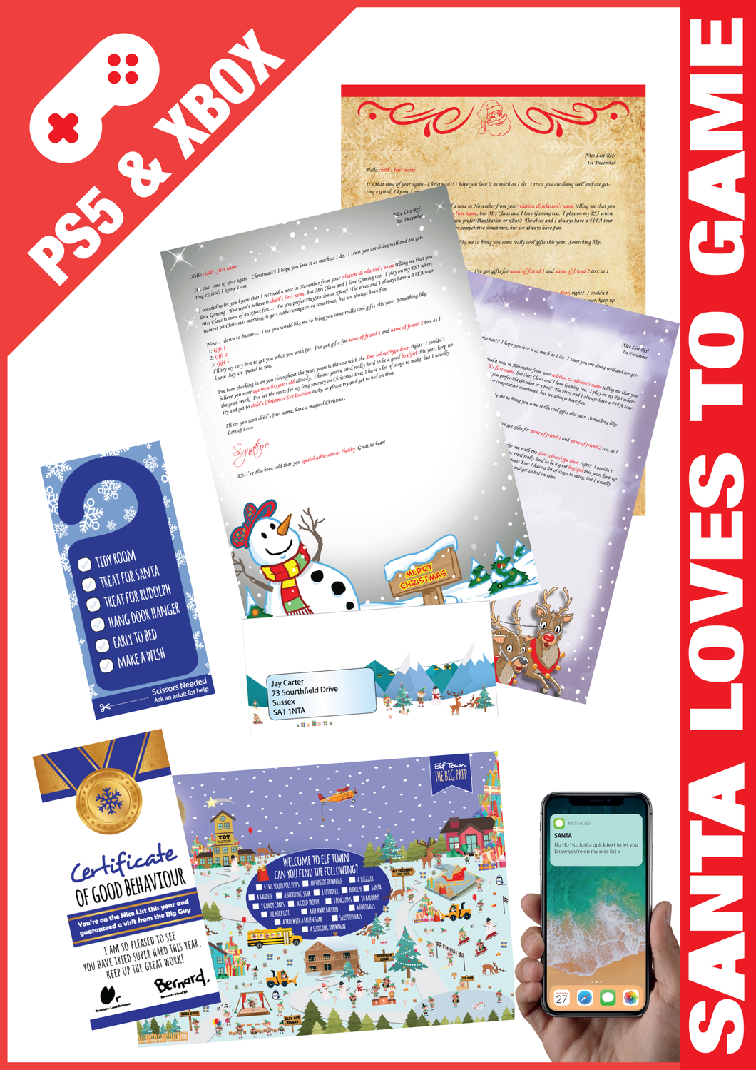 Personalised Santa Letter and Extras - Ideal for PS5 and Xbox Gamers